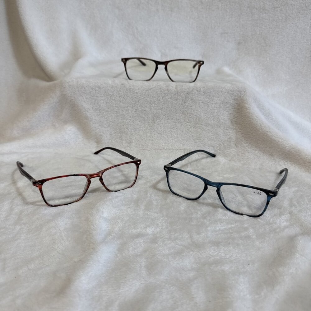 3 PAIR VIDEBLA READING GLASSES +1.0 BLUE LIGHT TECH SPRING HINGES GREAT QUALITY